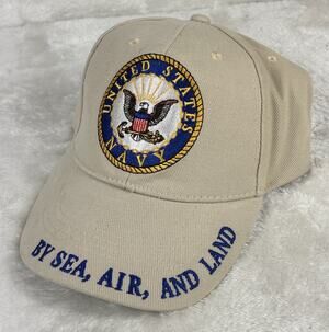 US Americas Navy Baseball Cap Hat Seal Logo By Sea Air Land Cotton Adjustable